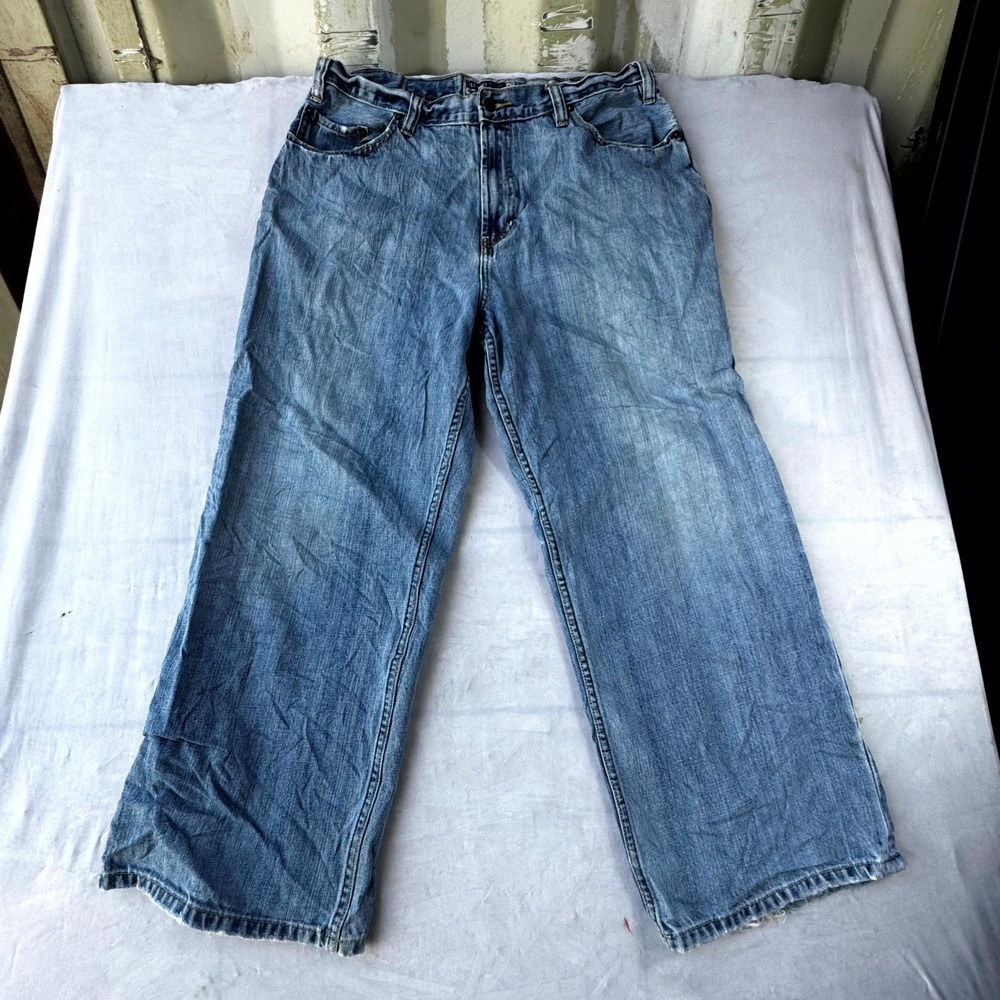 Vintage Old Navy Blue Jeans Men's 36x30 Blue Denim Cotton Wide Leg Loose Fit